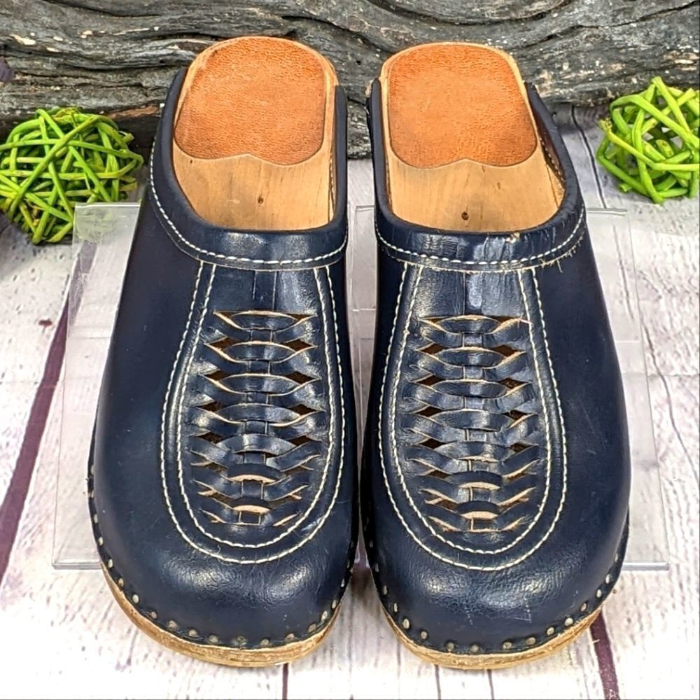 Troentorp Clogs, Wright Bastad Leather Slip On Closed Toe Non Slip Braided Clogs